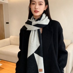 Replica qualità specchio Alta gamma replica Sciarpa Hermès in cashmere sfumato multicolore da coppia 32 x 190 Nero