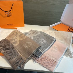 Replica qualità specchio Sciarpa classica reversibile in lana d'agnello Hermès 35 x 200 Grigio