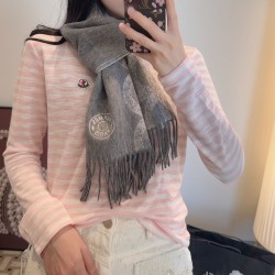 Replica qualità specchio Sciarpa classica reversibile in lana d'agnello Hermès 35 x 200 Grigio