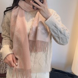 Replica qualità specchio Sciarpa classica reversibile in lana d'agnello Hermès 35 x 200 Rosa