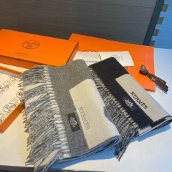 Replica qualità specchio Qualità superiore replica Sciarpa Hermès Horse in cashmere 30 x 140 cm Nero