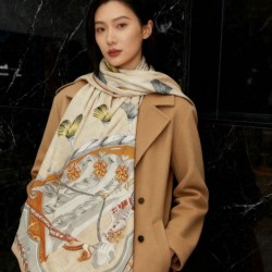 Replica qualità specchio Foulard quadrato in velluto double face tinta unita Hermès Sweet Saddleware, 140 albicocca