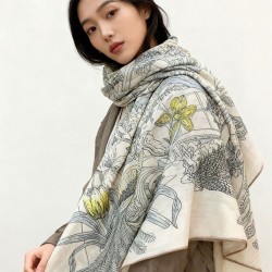 Replica qualità specchio Hermès Rare Treasures Fazzoletto in cashmere reversibile 140 02