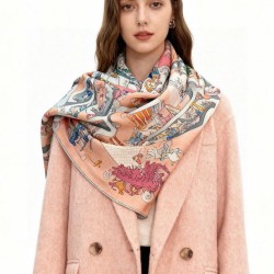 Replica qualità specchio Alta gamma replica Hermès Equestrian Academy Scialle in velluto reversibile 140 Rosa