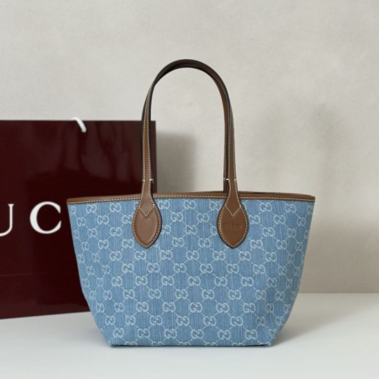 Bora Pari all'originale replica tote piccola Gucci Totissima 820496 blu jeans