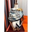 Fazzoletto Hermès in cashmere e seta Ondsdemarch 140 nero