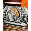 Fazzoletto Hermès in cashmere e seta Ondsdemarch 140 nero