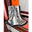 Fazzoletto Hermès in cashmere e seta Ondsdemarch 140 nero