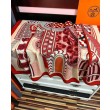 Fazzoletto Hermès in cashmere e seta Ondsdemarch 140 rosso