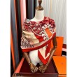 Fazzoletto Hermès in cashmere e seta Ondsdemarch 140 rosso