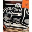 Fazzoletto reversibile in seta e cashmere Hermès 135 Nero