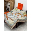 Foulard quadrato in velluto double face tinta unita Hermès Sweet Saddleware, 140 albicocca