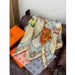 Foulard quadrato in velluto double face tinta unita Hermès Sweet Saddleware, 140 albicocca