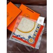 Foulard quadrato in velluto double face tinta unita Hermès Sweet Saddleware, 140 arancione