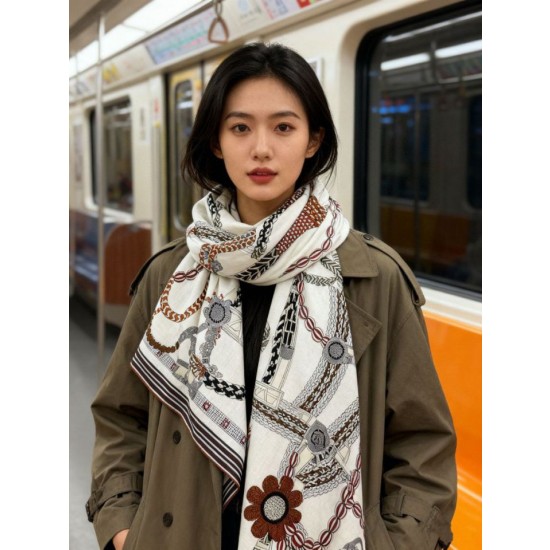 Qualità superiore replica Foulard quadrato in velluto intrecciato a mano Hermès, 140
