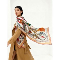 Foulard quadrato in velluto intrecciato a mano Hermès, 140 arancione
