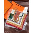 Foulard quadrato in velluto intrecciato a mano Hermès, 140 arancione