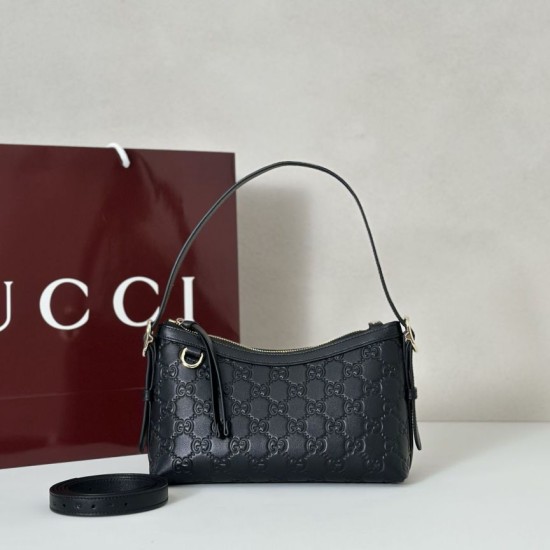 Gucci 847450 Borsa a tracolla piccola GG Emblem Nero