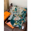 Alta gamma replica Hermès Equestrian Academy Scialle in velluto reversibile 140 Verde