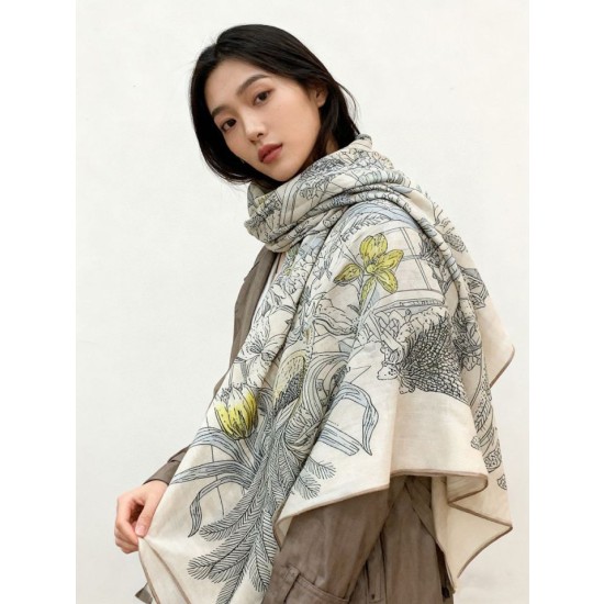 Hermès Rare Treasures Fazzoletto in cashmere reversibile 140 02