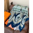 Hermès Rare Treasures Fazzoletto in cashmere reversibile 140 Blu