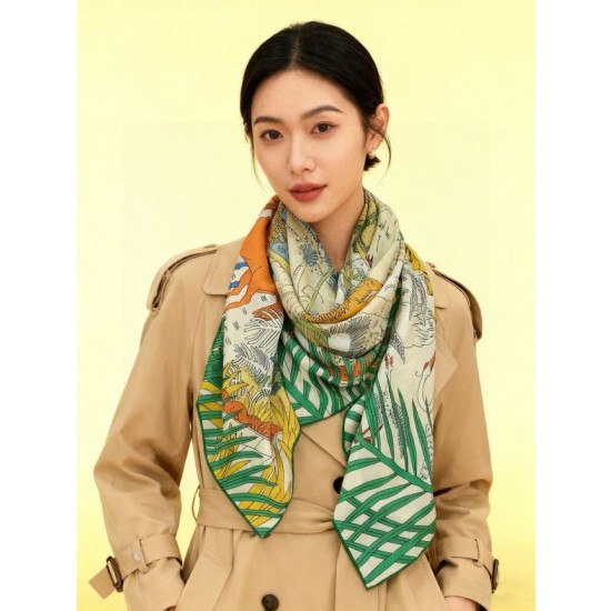 Scialle Hermès Premium in seta e cashmere tono su tono double face 140 02