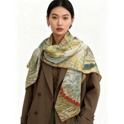 Pari all'originale replica Scialle Hermès Premium in seta e cashmere tono su tono double face 140 03