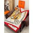 Qualità superiore replica Scialle Hermès reversibile in velluto tono su tono con finimenti per cavalli stile balestra 135 Rosso