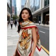 Qualità superiore replica Scialle Hermès reversibile in velluto tono su tono con finimenti per cavalli stile balestra 135 Rosso