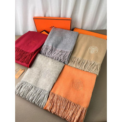 Qualità superiore replica Scialle reversibile classico in cashmere bicolore Hermès 70 x 200 Arancione