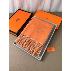 Qualità superiore replica Scialle reversibile classico in cashmere bicolore Hermès 70 x 200 Arancione