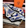 Sciarpa Hermès double face in cashmere dello stesso colore 65x185 blu
