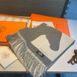 Pari all'originale replica Sciarpa Hermès Horse in cashmere 30 x 140 cm Grigio