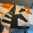 Qualità superiore replica Sciarpa Hermès Horse in cashmere 30 x 140 cm Nero