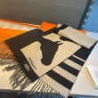 Qualità superiore replica Sciarpa Hermès Horse in cashmere 30 x 140 cm Nero