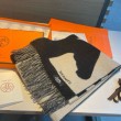 Qualità superiore replica Sciarpa Hermès Horse in cashmere 30 x 140 cm Nero