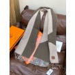 Sciarpa Hermès in cashmere sfumato multicolore da coppia 32 x 190 Grigio