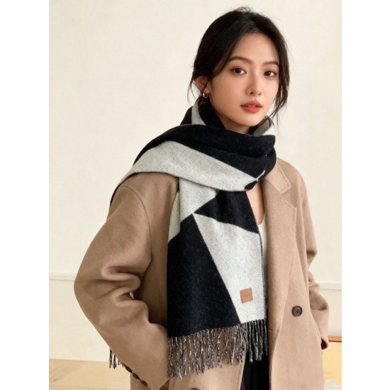 Alta gamma replica Sciarpa Hermès in cashmere sfumato multicolore da coppia 32 x 190 Nero