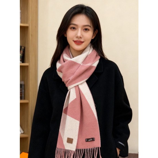 Sciarpa Hermès in cashmere sfumato multicolore da coppia 32 x 190 Rosa