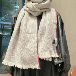 Sciarpa in lana a spina di pesce Hermès 36 x 200 cm Grigio