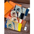 Alta gamma replica Sciarpa quadrata reversibile in cashmere Hermès 140 Blu