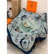 Alta gamma replica Sciarpa quadrata reversibile in cashmere Hermès 140 Blu