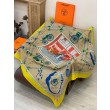 Qualità superiore replica Sciarpa quadrata reversibile in cashmere Hermès 140 Giallo
