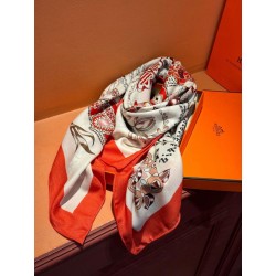 Pari all'originale replica Sciarpa quadrata reversibile in velluto colorato Hermès 140 cm Rosso