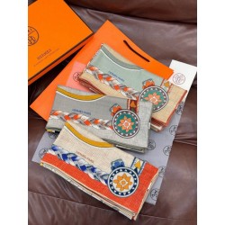 Sciarpa quadrata reversibile in velluto Hermès 140 Arancione