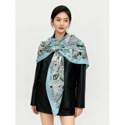 Sciarpa reversibile in cashmere Hermès Animal City, 140 blu