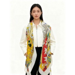 Qualità superiore replica Sciarpa reversibile in cashmere Hermès Animal City, 140 giallo
