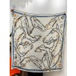 Qualità superiore replica Sciarpa reversibile in cashmere Hermès con motivo a cavallo che salta 140 Blu