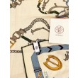 Qualità superiore replica Sciarpa reversibile in cashmere Hermès con motivo a cavallo che salta 140 Blu