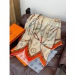 Qualità superiore replica Sciarpa reversibile in cashmere Hermès con motivo a cavallo che salta 140 Organge